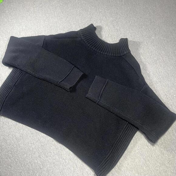 Urban Outfitters Black Ribbed Half-Zip cropped Sweater  Womans Size Medium - Picture 6 of 6